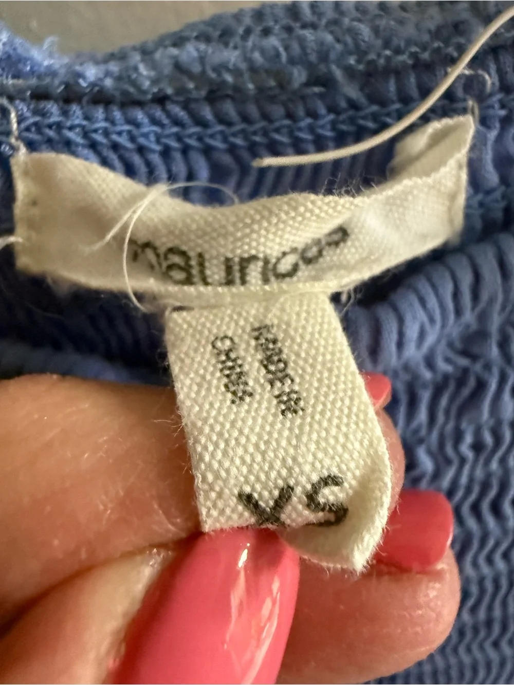 Maurices Blue Tie-Shoulder Smocked Maxi Dress - Picture 3 of 4